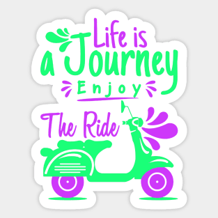 Life is a Journey: Enjoy the Ride - Colorful Minimalist Scooter Design Sticker